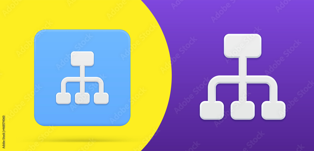 Poster network scheme simple 3d icon button vector illustration internet connection structure communication