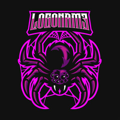 purple spider mascot logo illustration