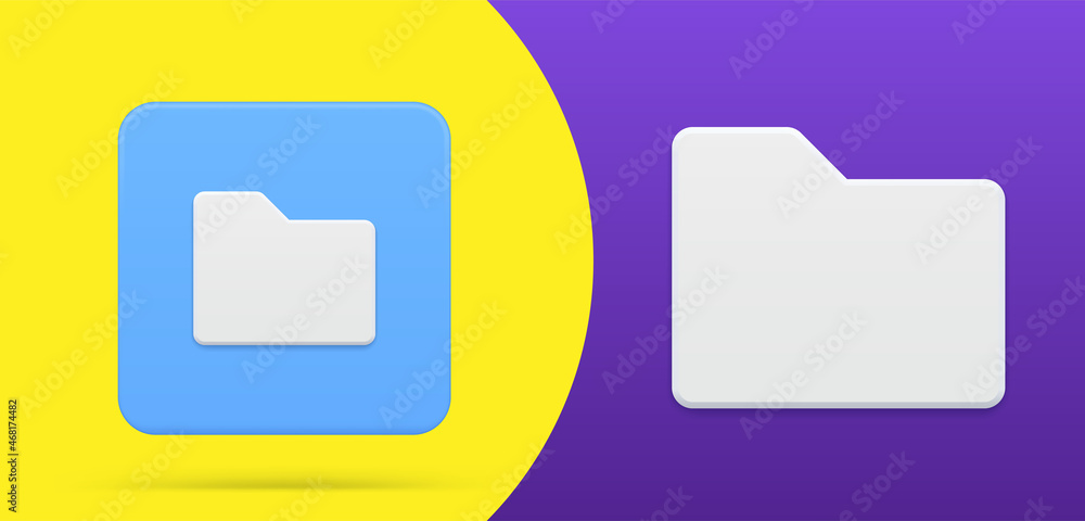 Poster file folder side view simple 3d icon button set vector illustration. document archive storage