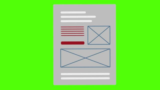 A website wireframe on a green screen background
