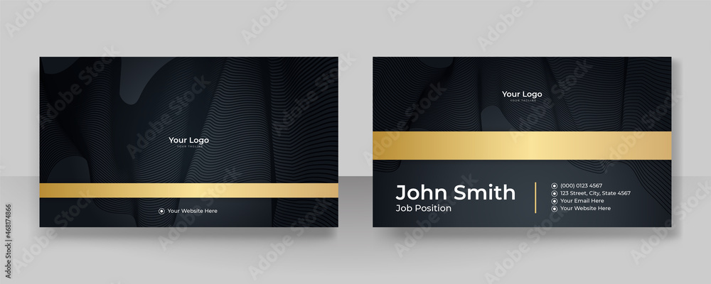Poster modern simple black gold business card design with elegant pattern. creative clean concept with geom