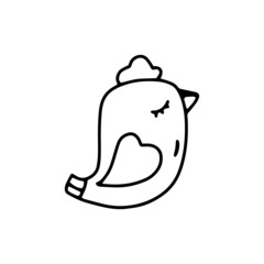Vector cute bird. Linear illustration for wedding, Valentine's day
