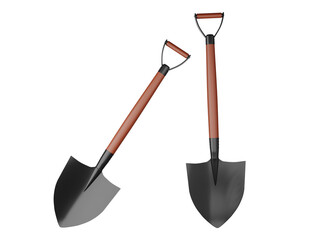 3D illustration of a shovel on a white background.