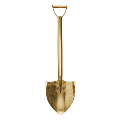 Gold shovel on white background. 3D illustration