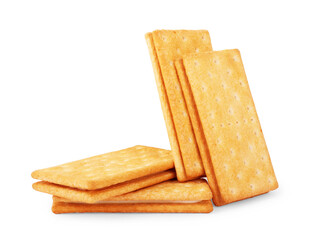 A stack of salt cracker on a white background