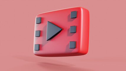 minimal film Cinema play icon isolated. 3d rendering