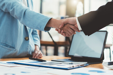 Businessman handshake for teamwork of business merger and acquisition,successful negotiate,hand...