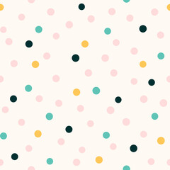 Seamless polka dot pattern. Vector abstract texture with random hand drawn spots.