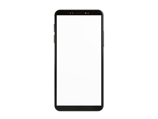 Smartphone isolated on white background with clipping path, mockup mobile white screen for graphic designer, 3D rendering illustration.