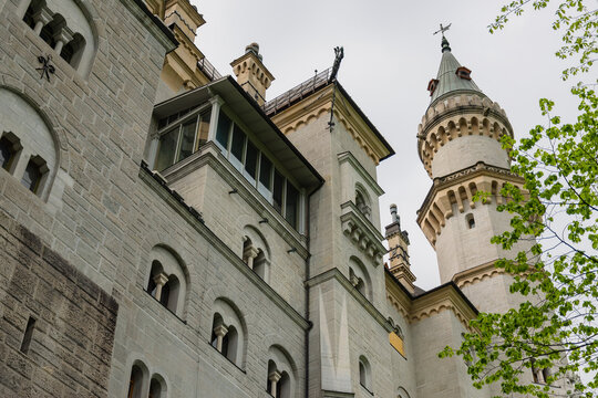 26 May 2019 Fussen, Germany -  Neuschwanstein castle architecture details.