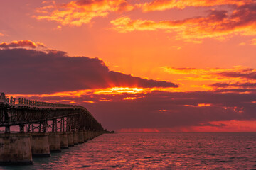 Sunrise over the Bahia Honda Overseas Railway Bridge, Florida Keys