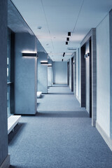 blue  modern corridor with lighting