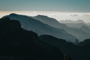 Mountains layers in a landscape of a Canary Islands