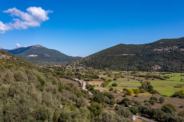 Griechenland, Insel, Lefkada, Ionisch, mediterran, Himmel, Wolken, Wald, Drohne, aus der Luft, Vogelperspektive, ionische Insel, ionisches Meer, Drohnenbild, Landschaft, berg, Anblick, Himmel, Natur, 