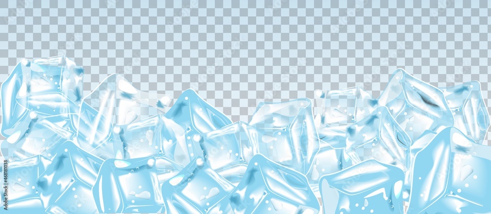 Wall mural Ice cubes, realistic set, 3d vector illustration.