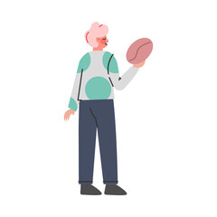 Coffee Time Break with Man Character Holding Roasted Bean Vector Illustration