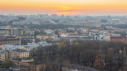 Fototapeta na wymiar Courtyards of Minsk from above.