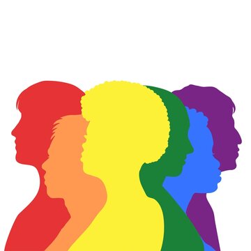Silhouette of LGBTQ people isolated. tolerant LGBTQ society