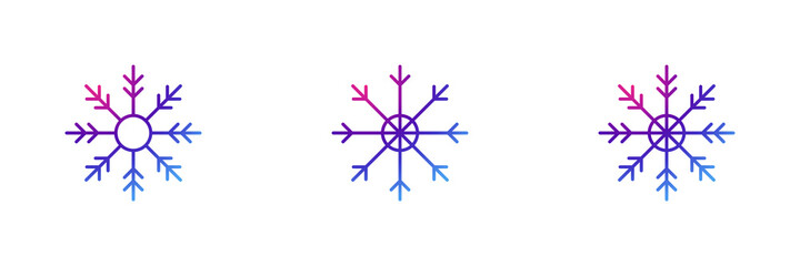 Set of 3 snowflakes icon with purple gradient effect.
