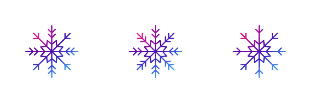 Set of 3 snowflakes icon with purple gradient effect.