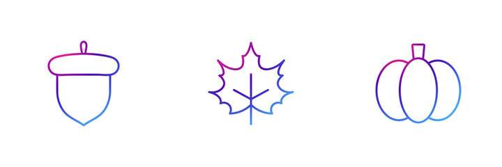 Set of 3 Thanksgiving symbols with purple gradient effect.