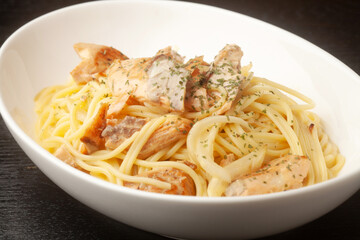 鮭のクリームソーススパゲッティー