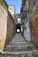Fototapeta na wymiar A narrow street in Caiazzo, a small village in the mountains of the province of Caserta, Italy.