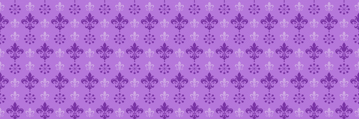 Beautiful background pattern with decorative Christmas ornament on a purple background for your design. Seamless background for wallpaper, textures. Vector illustration.