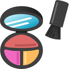 Makeup with mirror small portable palette with brush isolated vector graphic icon or illustration