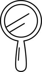Small hand mirror isolated vector outline graphic icon or illustration