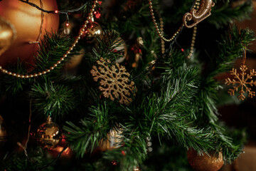 Christmas toys on the Christmas tree