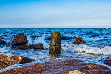Beautiful shot of the rocks on the beach