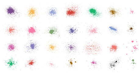 Elements of spray paint, set of color blots. Vector illustration - obrazy, fototapety, plakaty
