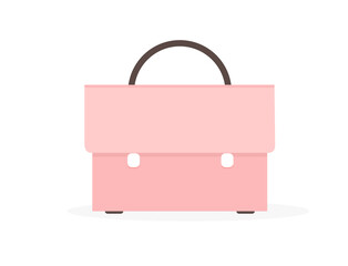 Business Briefcase  isolated on white background. vector illustration in flat style. lady pink Briefcase.