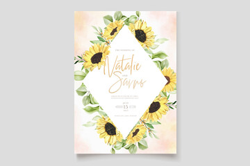 elegant hand drawn sun flower invitation card