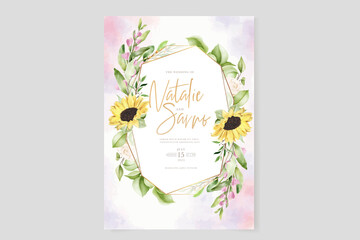 elegant hand drawn sun flower invitation card