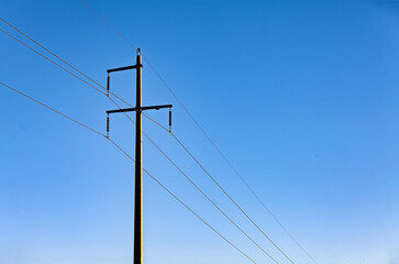 power lines on a sky