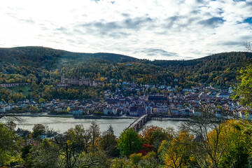 Fototapeta premium Blick auf die Altstadt von Heidelberg und den Neckar