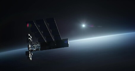 Modern satellite flying in cosmos