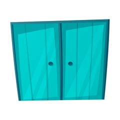 Vector cartoon illustration of double doors with handles.