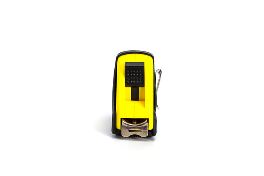 yellow  tape measure  isolated on white background