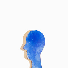 Mental Health Disorder Concept. Bipolar Disorder Person. Unstable Psycho. Layers of Paper Cut as Human Head presenting Different of Emotions. Happiness and Depression Emotion inside.