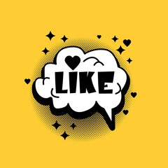 Vector cartoon speech bubble with text like on yellow background