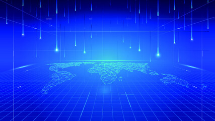 Internet technology internationalization globalization futuristic space exhibition hall background