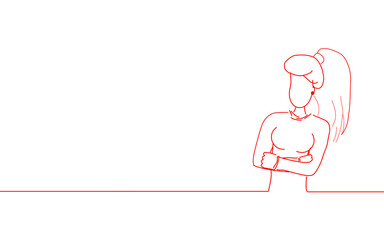 Woman thinking isolated on white background. Woman thinking for web site, poster, placard, ad, cover magazine and print materials. Woman thinking, modern drawing concept	