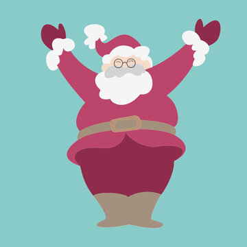 P&egrave;re No&euml;l heureux les bras grands ouverts. P&egrave;re No&euml;l qui offre des c&acirc;lins. 
