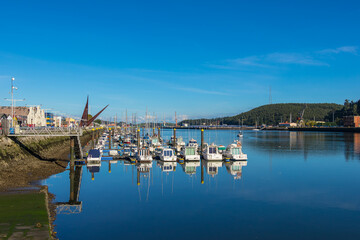 Fish and industrial Harbor in the city of Aviles, Spain