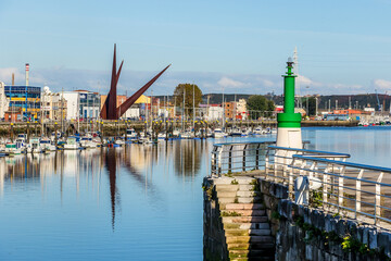 Fish and industrial Harbor in the city of Aviles, Spain