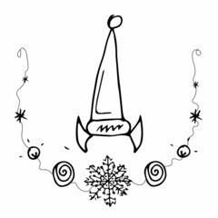 Obraz na płótnie Canvas vector illustration with christmas elf hat spiky doodle 
