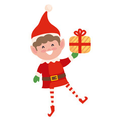 cute elf with gift box